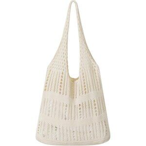 Women's Cream 2 Shoulder Shopping Handbag Casual Travel Totes Fold Able Bags